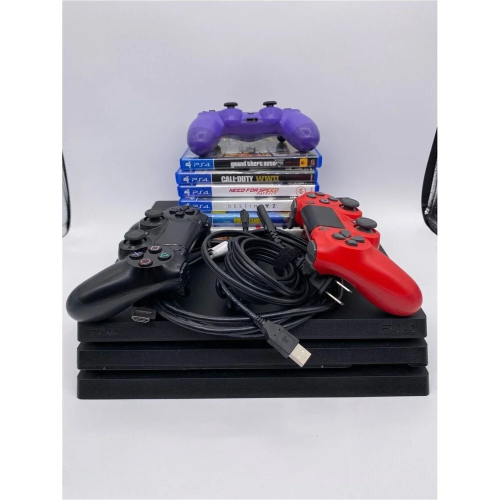 Sony PlayStation 4 Pro PS4 CUH-7215B 1TB Console Bundle Controllers Games Tested